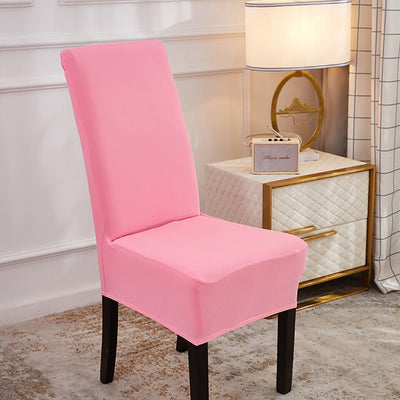 Funda elástica rosa para silla, disponible en Blueemoonco, perfecta para renovar y proteger el mobiliario del hogar.