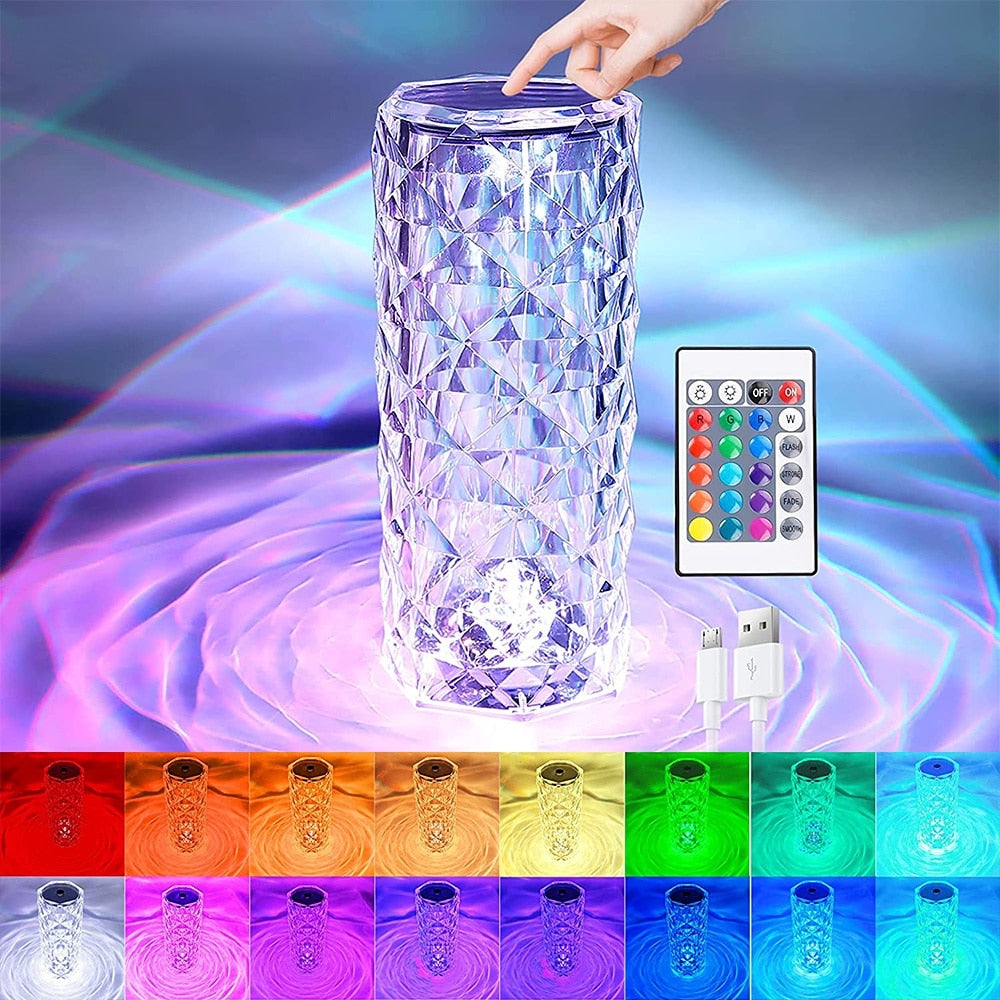 Lámpara de mesa de cristal LED
