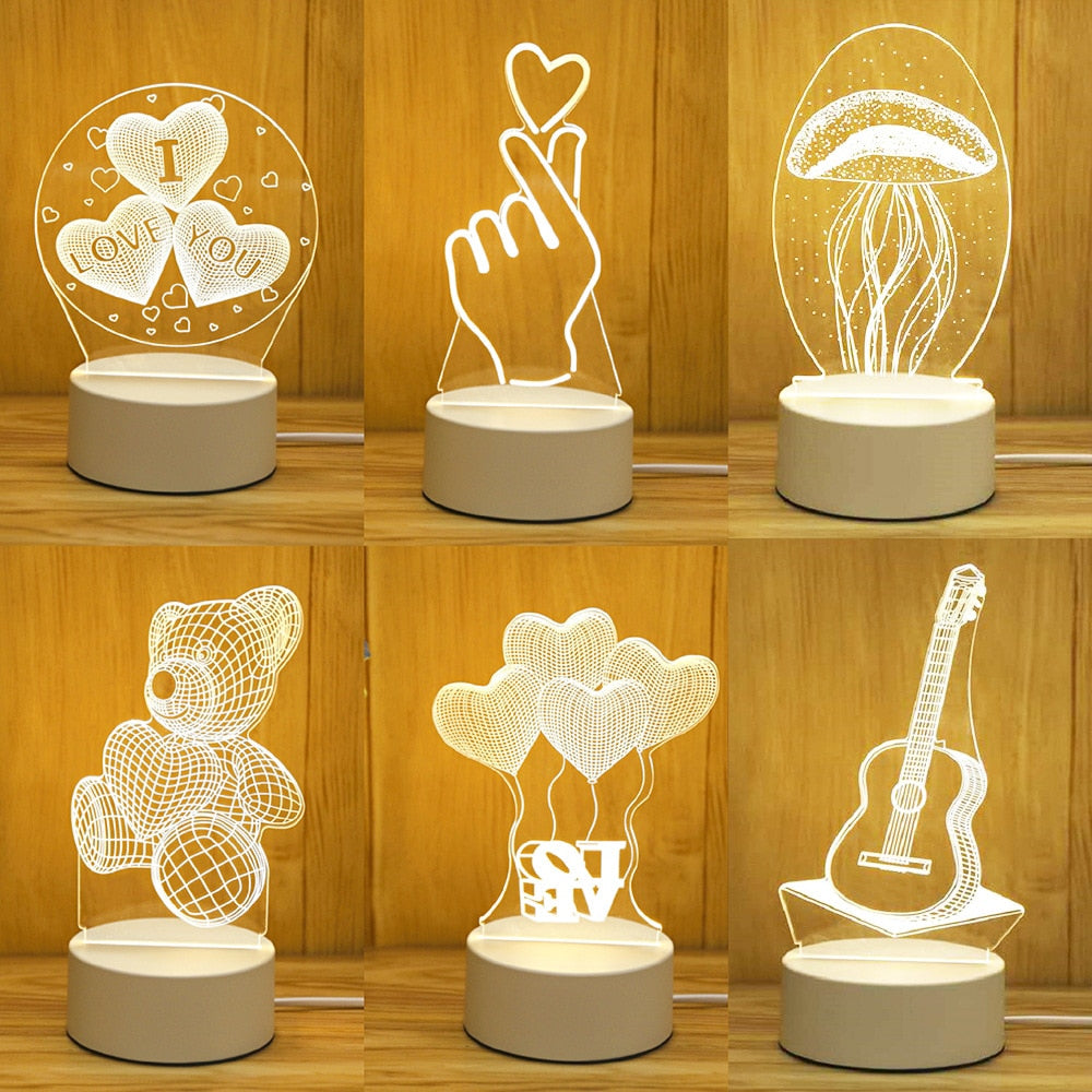 3D Lámpara Led Acrílica Amor Romántico